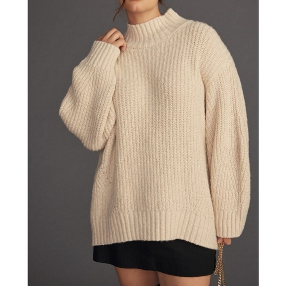 Anthropologie Maeve The Dakotah Oversized Turtle Neck Chunky Sweater - Picture 1 of 12